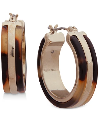 Lauren Ralph Lauren Gold-Tone & Tortoise-Look Small Hoop Earrings 1"