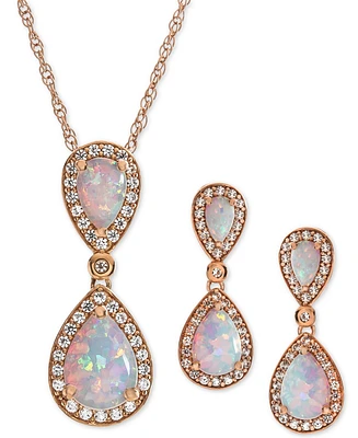 2-Pc. Set Lab-Grown Sapphire (4 ct. t.w.) & White (2-1/6 Pendant Necklace Drop Earrings Sterling Silver (Also Available Rub