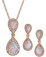 2-Pc. Set Lab-Grown Sapphire (4 ct. t.w.) & White (2-1/6 Pendant Necklace Drop Earrings Sterling Silver (Also Available Rub