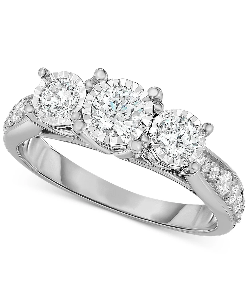 TruMiracle Diamond Three-Stone Ring (1 ct. t.w.) 14k White, Yellow or Rose Gold