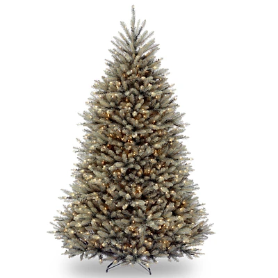 National Tree Company 7.5' Dunhill Blue Fir Hinged Tree with Clear Lights