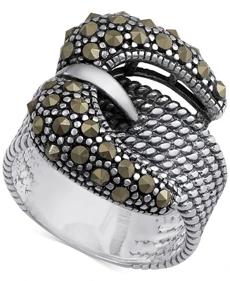 Marcasite Buckle Ring in Sterling Silver
