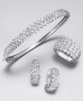 Diamond Cluster Hoop Earrings (1/2 ct. t.w.) in Sterling Silver