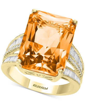 Effy Pink Amethyst (15-1/2 ct. t.w.) & Diamond (3/8 Ring 14k Gold (Also available Green Quartz, Citrine, Swiss Blue Topaz and London B