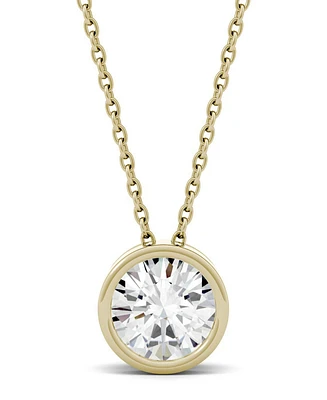 Moissanite Bezel Solitaire Pendant (1 ct. t.w. Diamond Equivalent) 14k White or Yellow Gold