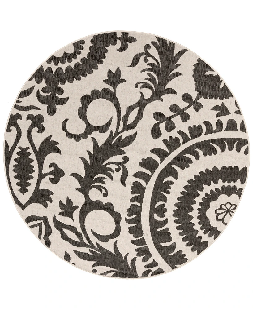 Livabliss Alfresco Alf-9612 Black 8'9" Round Area Rug, Indoor/Outdoor