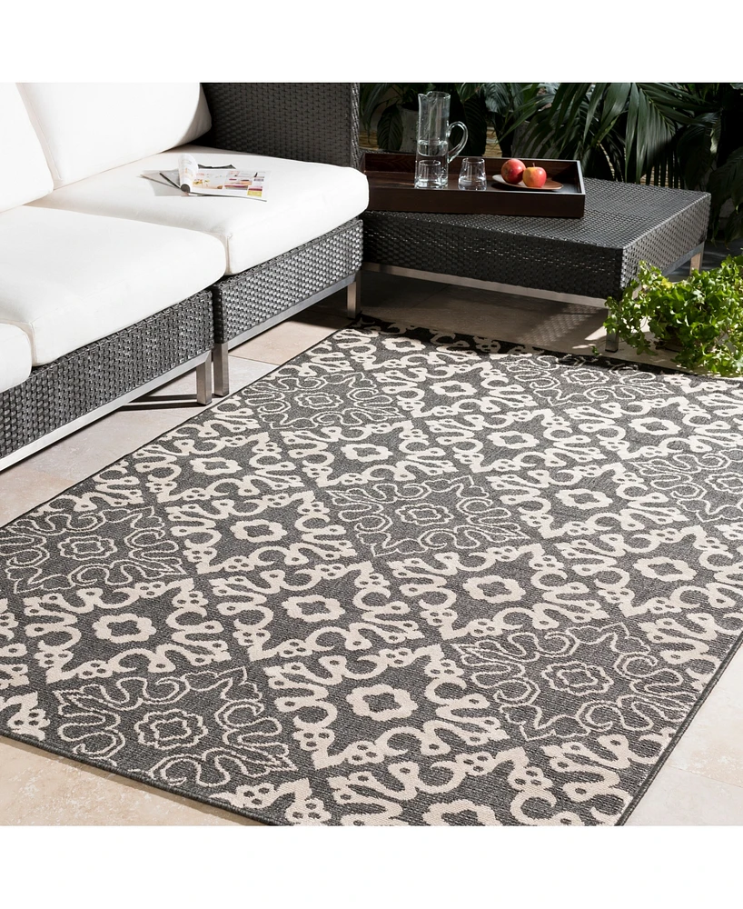 Livabliss Alfresco Alf-9637 Black 7'6" x 10'9" Area Rug, Indoor/Outdoor