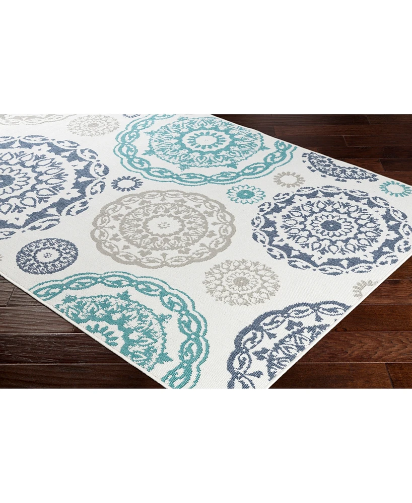 Closeout! Livabliss Alfresco Alf-9665 Teal 2'3" x 4'6" Area Rug, Indoor/Outdoor