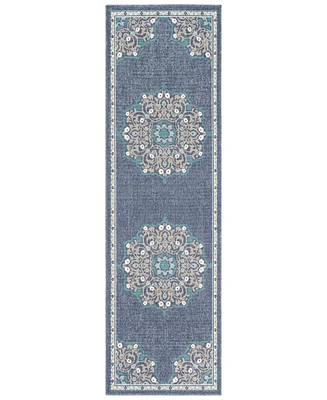 Closeout! Livabliss Alfresco Alf-9678 Charcoal 2'3" x 11'9" Runner Area Rug, Indoor/Outdoor