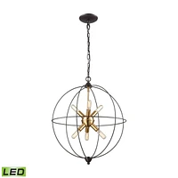 Loftin 6 Light Chandelier in Oil Rubbed Bronze with Satin Brass Accents