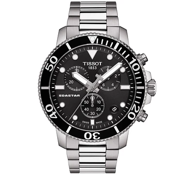 Tissot Men's Swiss Chronograph Seastar 1000 Stainless Steel Bracelet Diver Watch 45.5mm