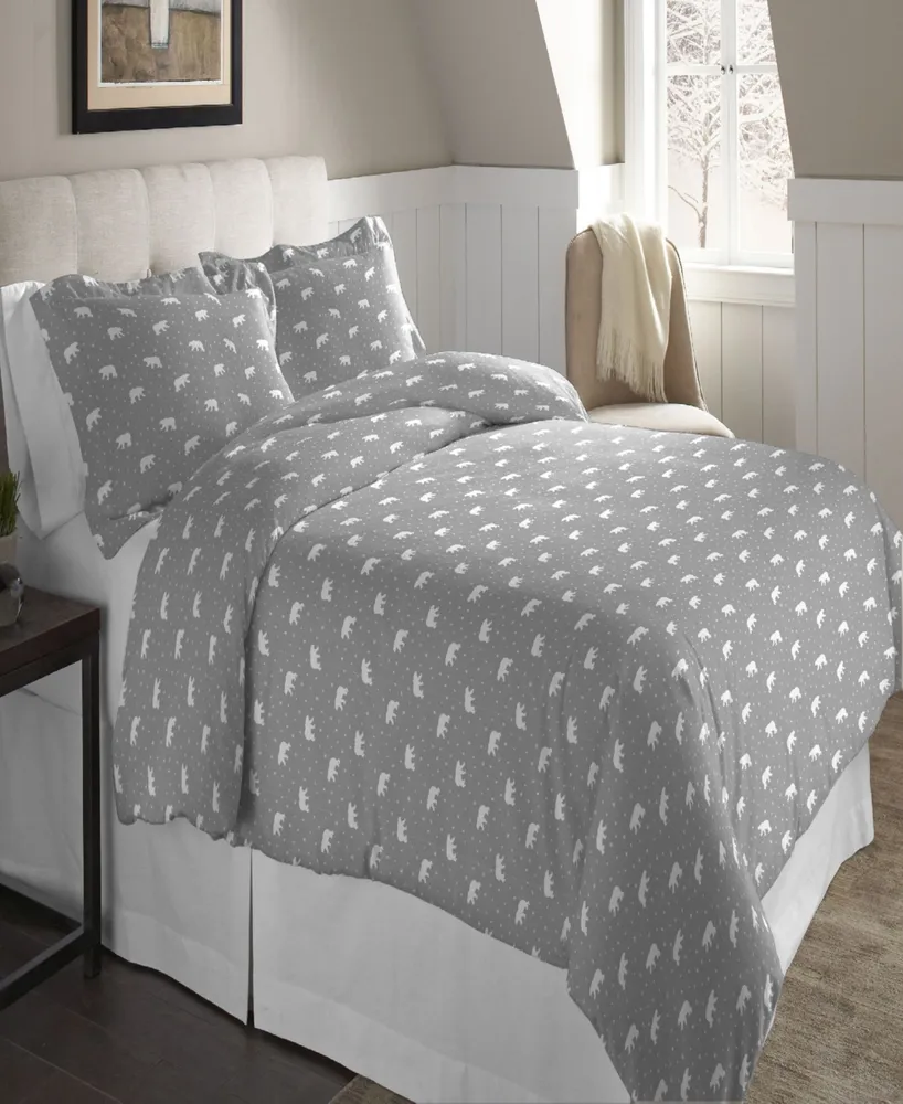 Pointehaven Polar Bear Superior Weight Cotton Flannel Duvet Cover Set, Twin/Twin Xl