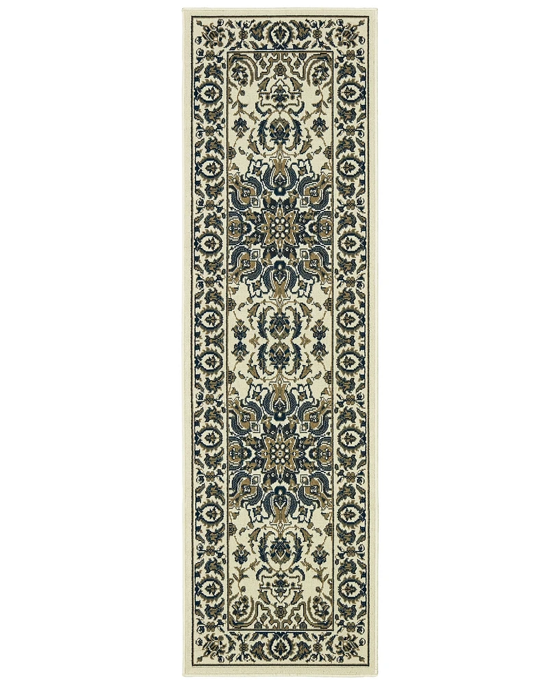 Oriental Weavers Marina 1248W Ivory/Navy 2'3" x 7'6" Indoor/Outdoor Runner Area Rug