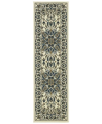 Oriental Weavers Marina 1248W Ivory/Navy 2'3" x 7'6" Indoor/Outdoor Runner Area Rug