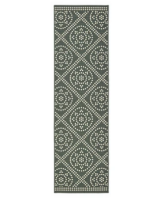 Oriental Weavers Marina 3969L Gray/Ivory 2'3" x 7'6" Indoor/Outdoor Runner Area Rug