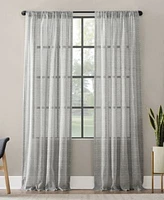 Textured Slub Stripe Anti Dust Linen Blend Sheer Curtain Panel