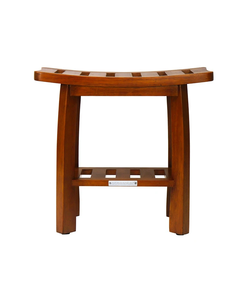 Oceanstar Solid Wood Spa Shower Bench with Storage Shelf