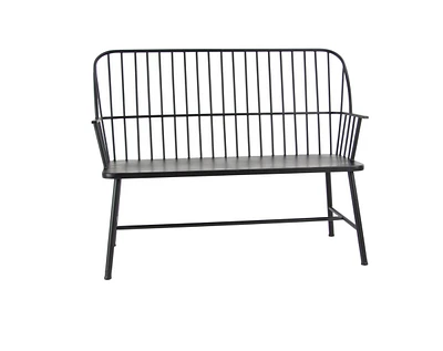 Traditional 38" x 48" Black Iron Patio Bench