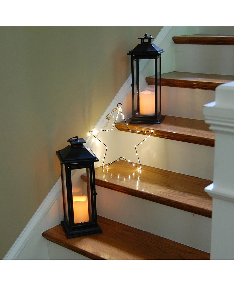 Lumabase Set of 2 Star Motif with Mini Led String Lights