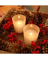 Lumabase Set of 2 Frosted Glass Flickering Led Candles