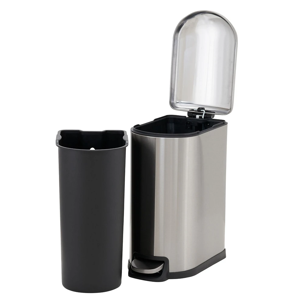 Household Essentials Stainless Steel 10L Tuscany Narrow Trash Bin