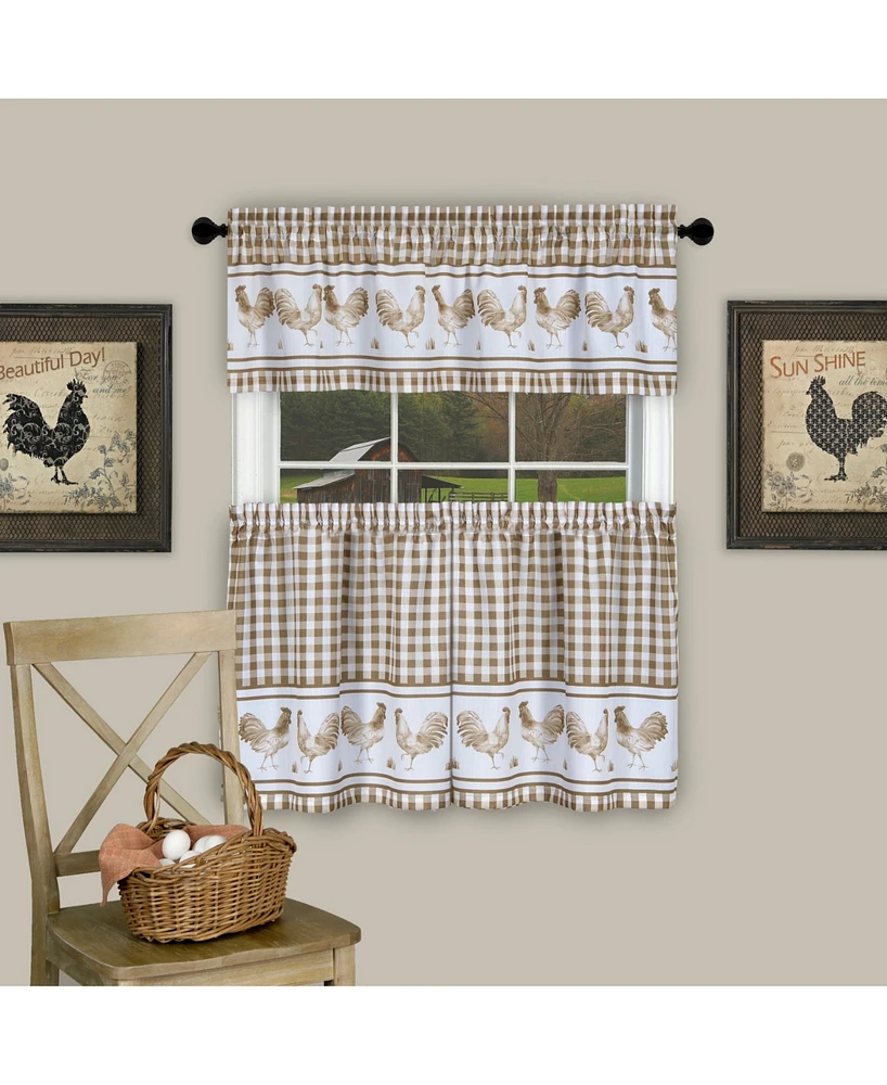 Achim Barnyard Gingham Tier & Valance Set