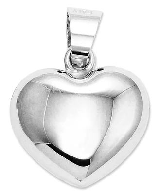14k White Gold Charm, Puffed Heart Charm