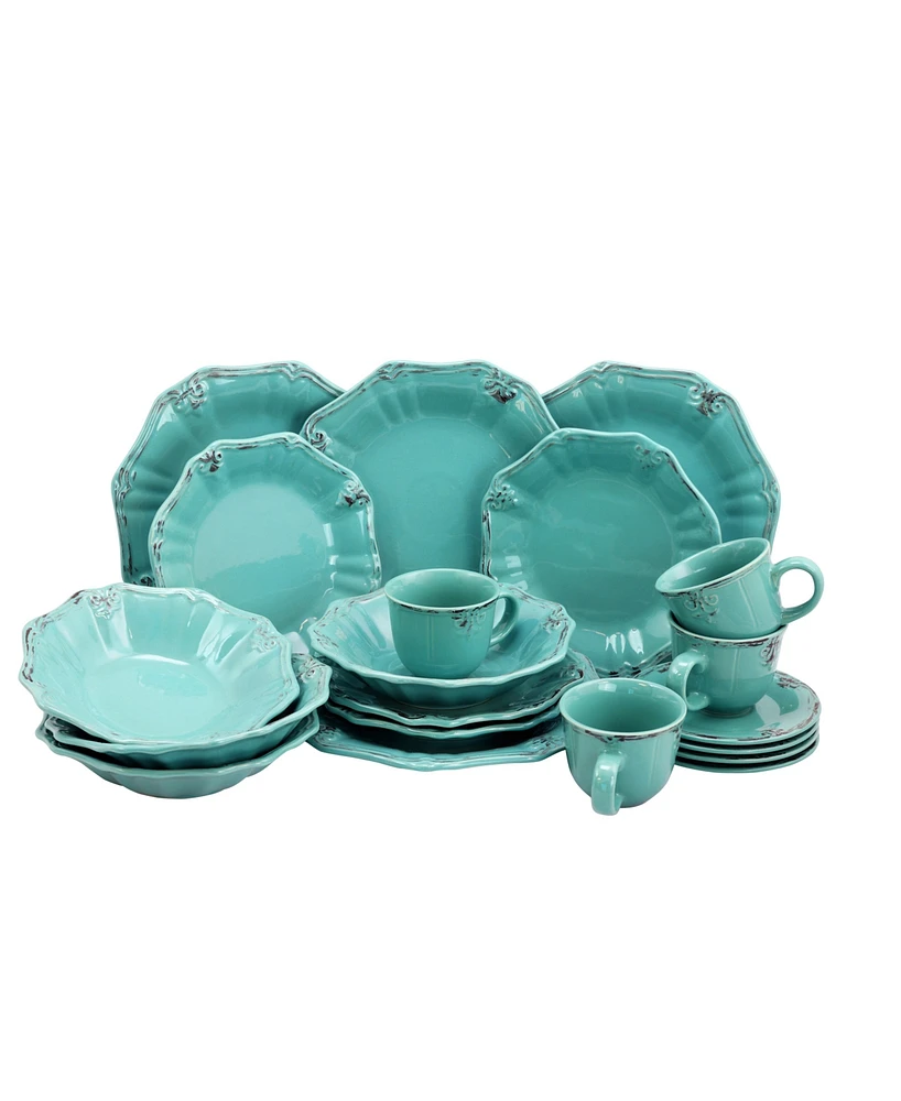 Elama Fleur De Lys 20 Pc. Dinnerware Set, Service for 4