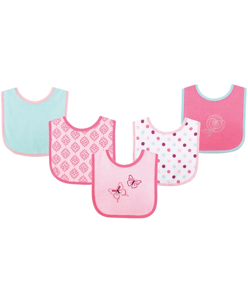 Luvable Friends Girls Cotton Terry Drooler Bibs with Peva Back