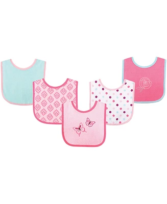 Luvable Friends Girls Cotton Terry Drooler Bibs with Peva Back