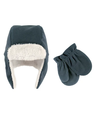 Hudson Baby Boys Fleece Trapper Hat and Mitten 2pc Set