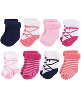 Hudson Baby Girls 8Pk Terry Roll Cuff Socks