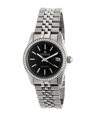 Empress Constance Automatic, Silver Case, Black Dial, Silver Stainless Steel Watch 37mm