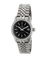 Empress Constance Automatic, Silver Case, Black Dial, Silver Stainless Steel Watch 37mm