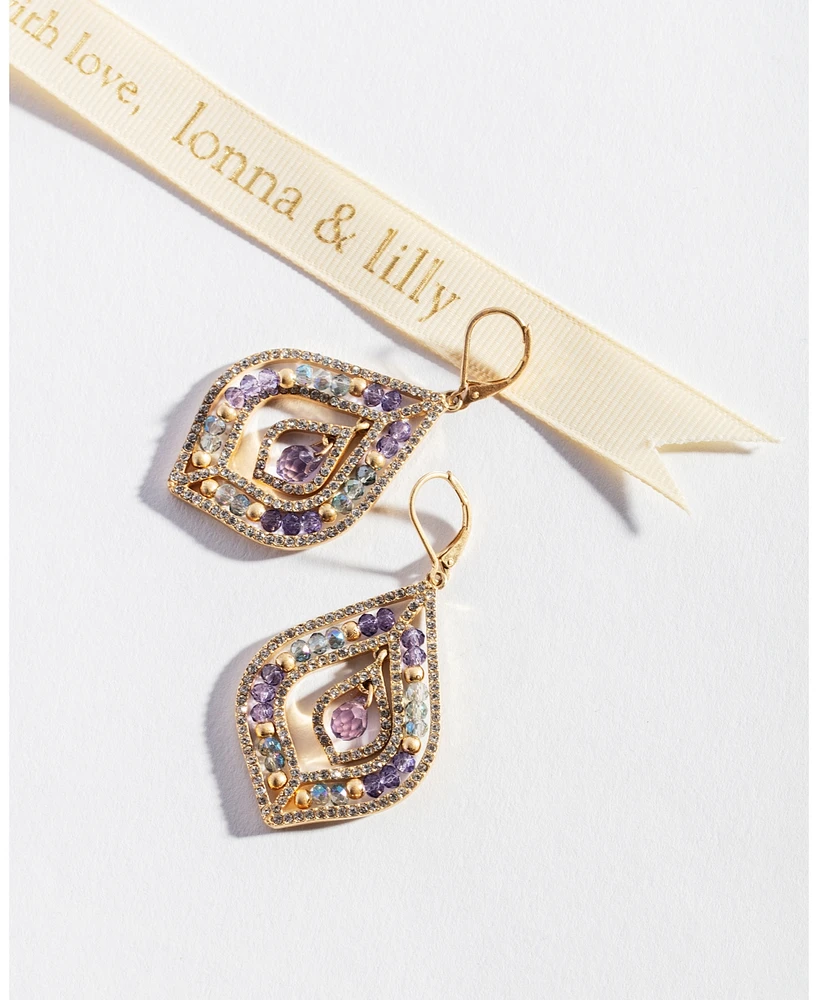 lonna & lilly Pave Stone Beaded Chandelier Earrings