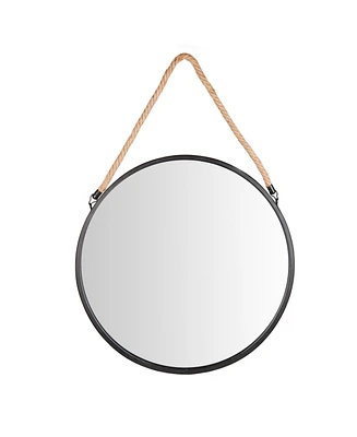 Danya B. 20" Decorative Round Metal Circle Wall Mirror with Hanging Rope