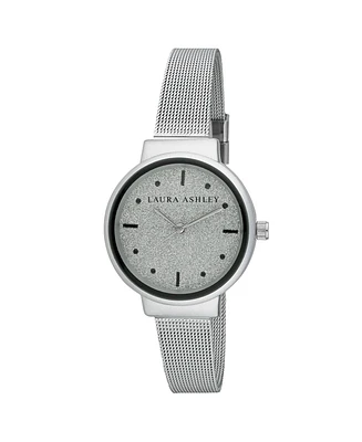 Laura Ashley Spray Silver Mesh Powered Glitz Dial Watch