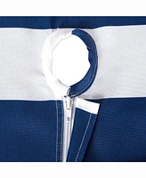 Nautical Blue Cabana Stripe Outdoor Table cloth with Zipper 52" Round