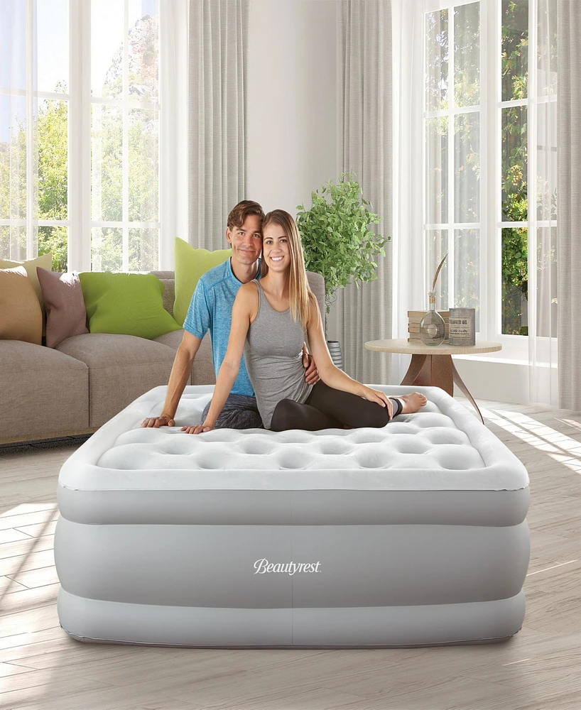 Beautyrest 18" Queen Sky Rise Raised Adjustable Comfort Coil Top Airbed with Express Pump