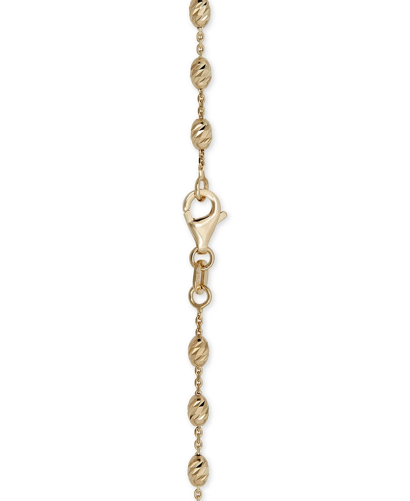 Italian Gold Diamond Cut Oval Bead, 18" Chain Necklace (2-5/8mm) in 14k Gold, Made in Italy