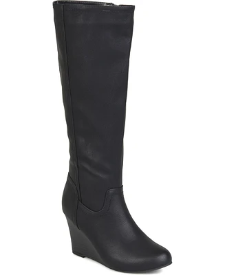 Journee Collection Women's Langly Knee High Wedge Boots