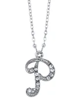2028 Silver-Tone Crystal Initial Necklace 16" Adjustable