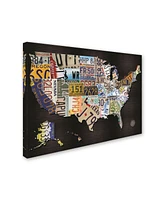 Masters Fine Art 'Usa License Plat Map on Black Wood' Canvas Art - 24" x 32"