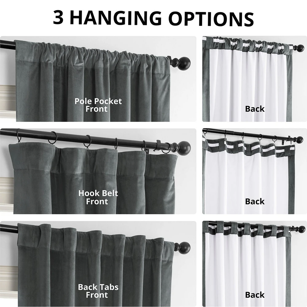 Half Price Drapes Natural Grey Signature Velvet Blackout Curtain