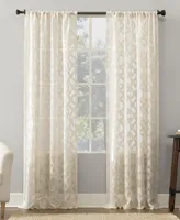 Yvette Trellis Jacquard Sheer Rod Pocket Curtain Panel