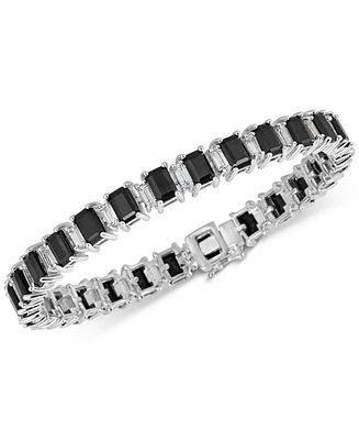 Black Sapphire (18 ct. t.w.) & White Topaz (4 ct. t.w.) Tennis Bracelet in Sterling Silver