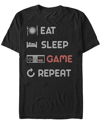 Nintendo Men's Nes Eat Sleep Game Repeat Short Sleeve T-Shirt