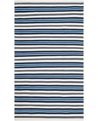 Lauren Ralph Lauren Leopold Stripe LRL2462B White and French Blue 4' X 6' Outdoor Area Rug