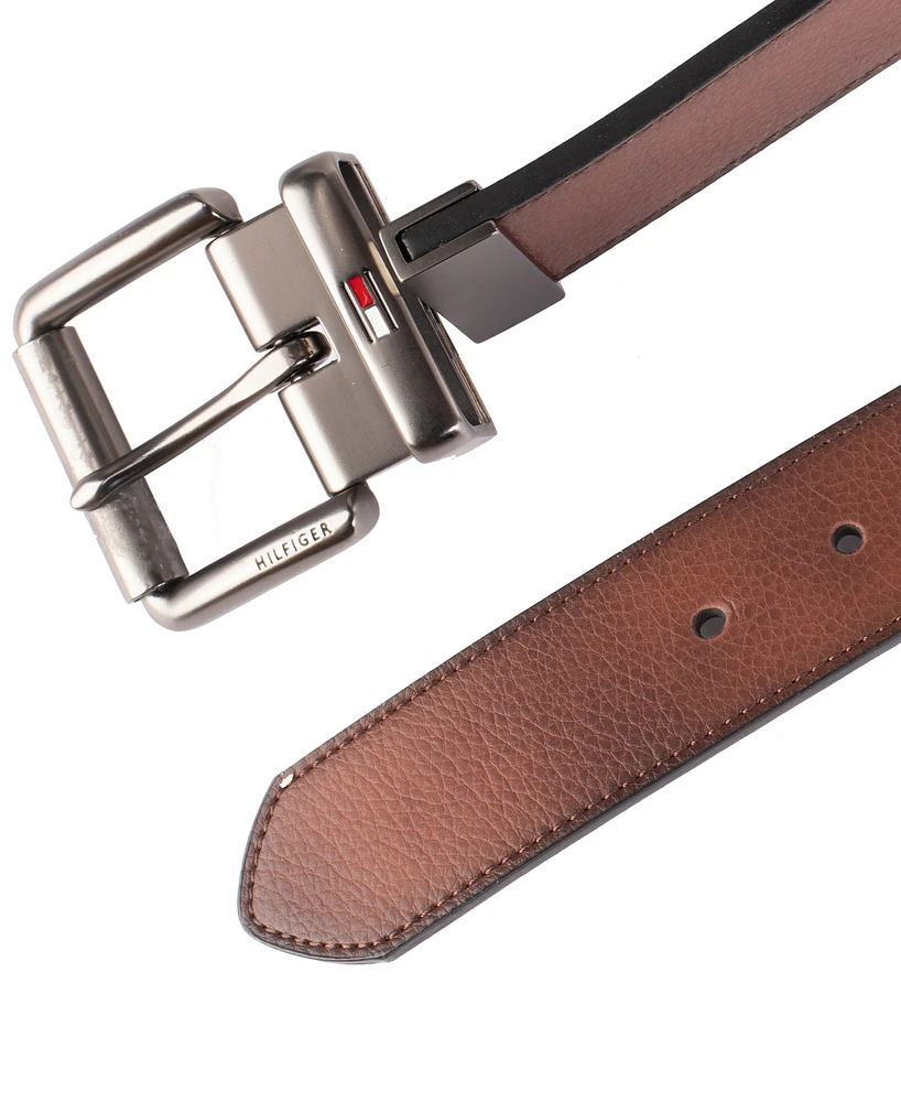 Tommy Hilfiger Men's Two-In-One Reversible Casual Matte and Pebbled Belt