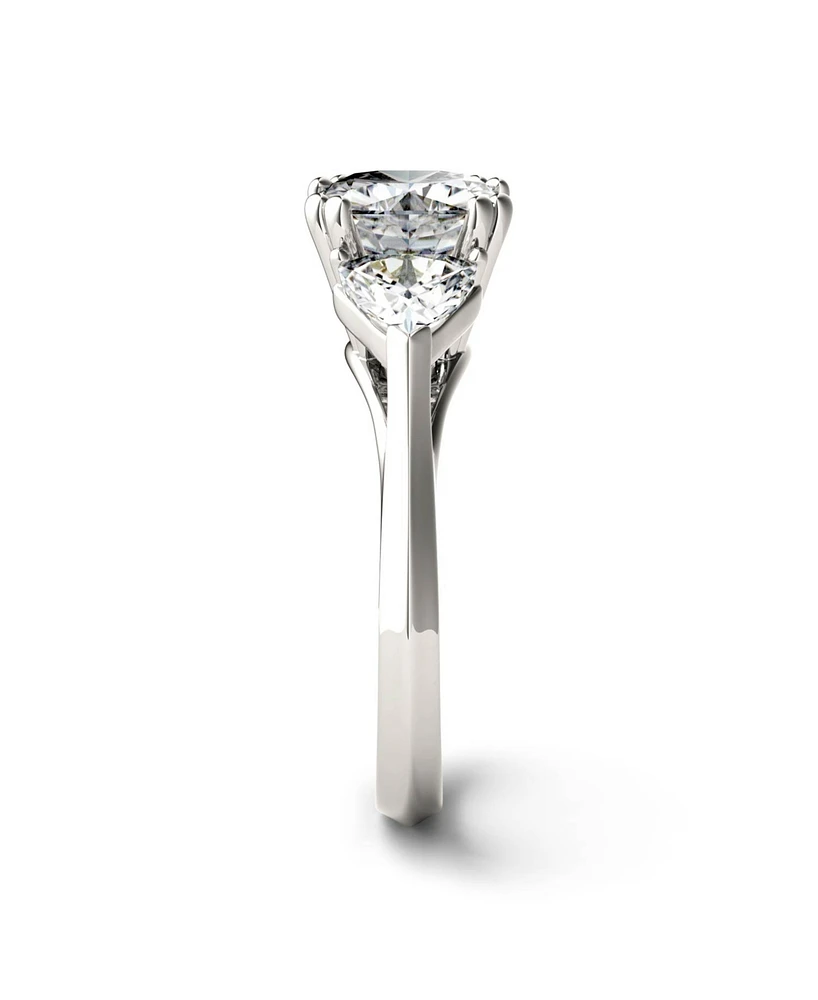 Moissanite Three Stone Ring 3 ct. t.w. Diamond Equivalent 14k White Gold